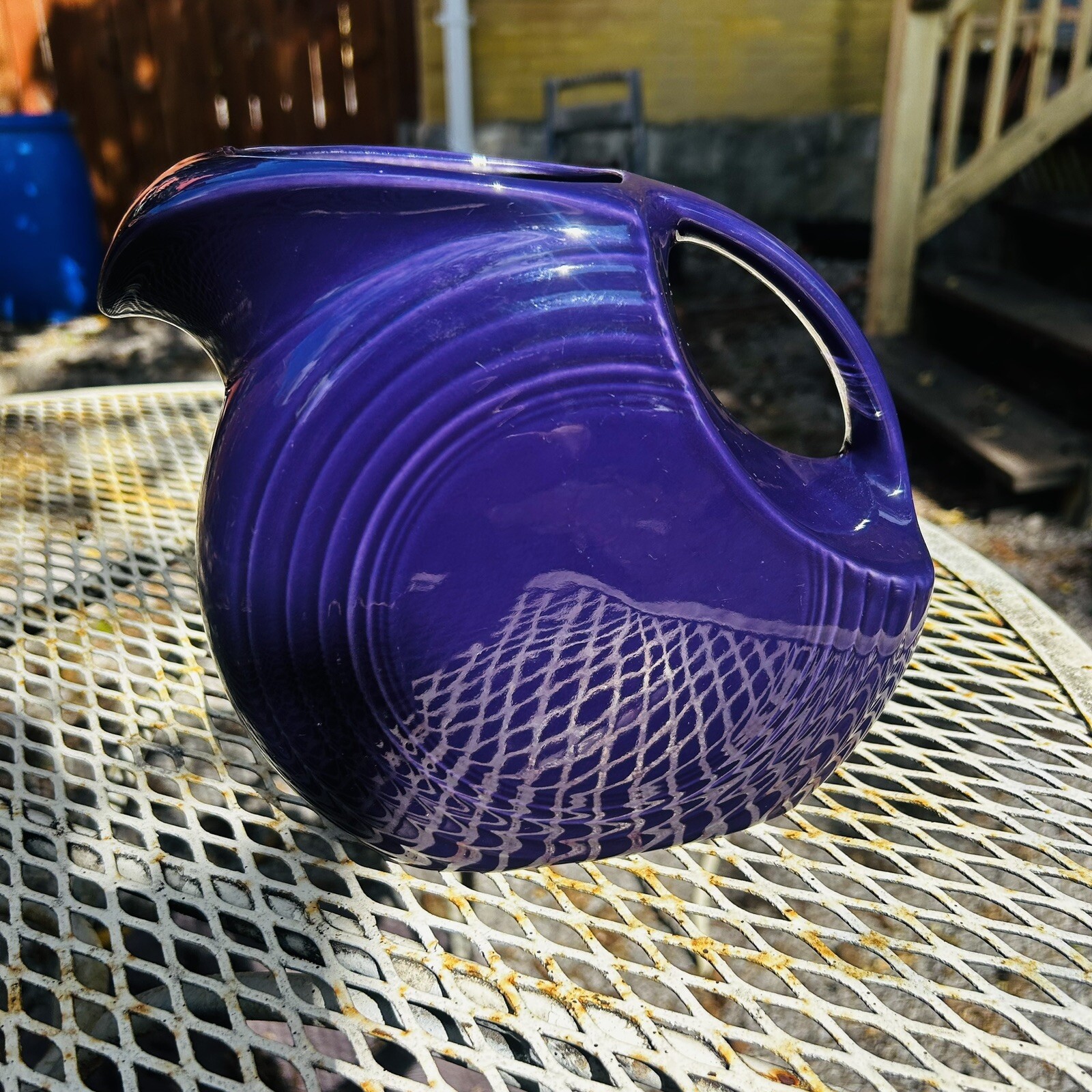 Fiestaware Large Disc Ceramic Pitcher Plum Purple Retired Nice Condition Vintage