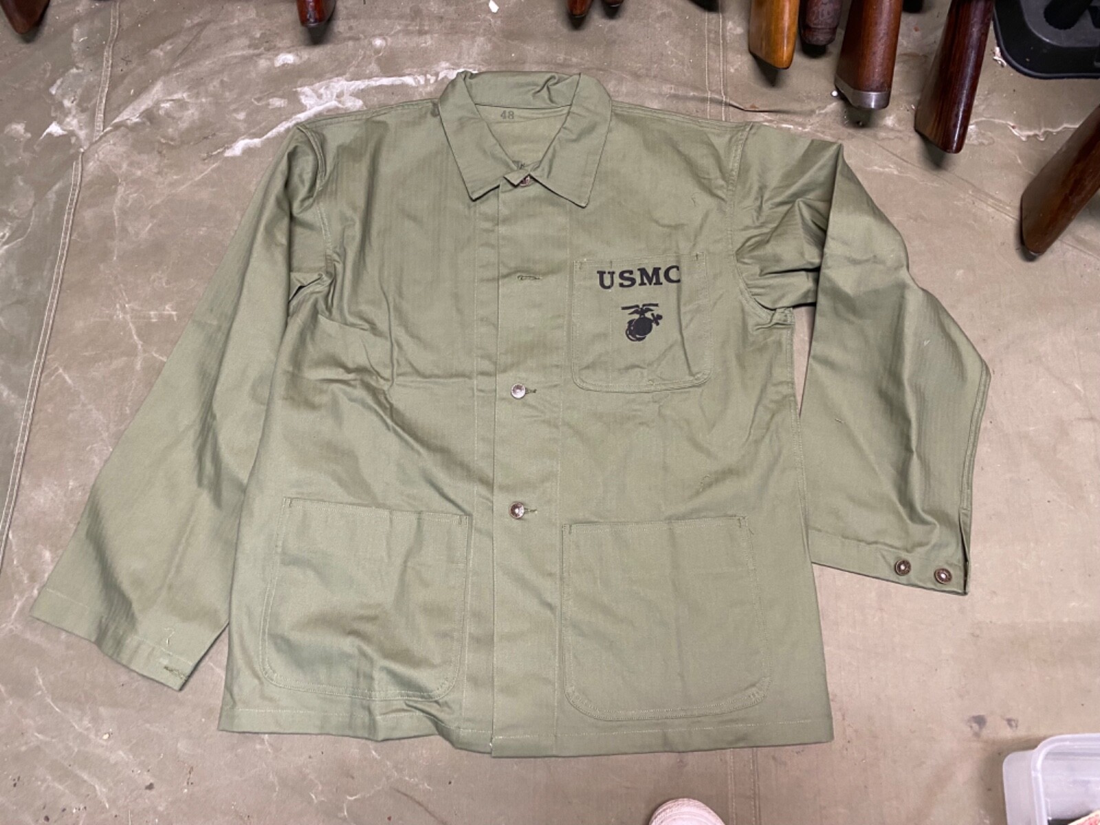 WWII US USMC MARINE P1941 P41 COMBAT FIELD HBT JACKET-SIZE XLARGE 48 WWII US USMC MARINE P1941 P41 COMBAT FIELD HBT JACKET-SIZE XLARGE 48