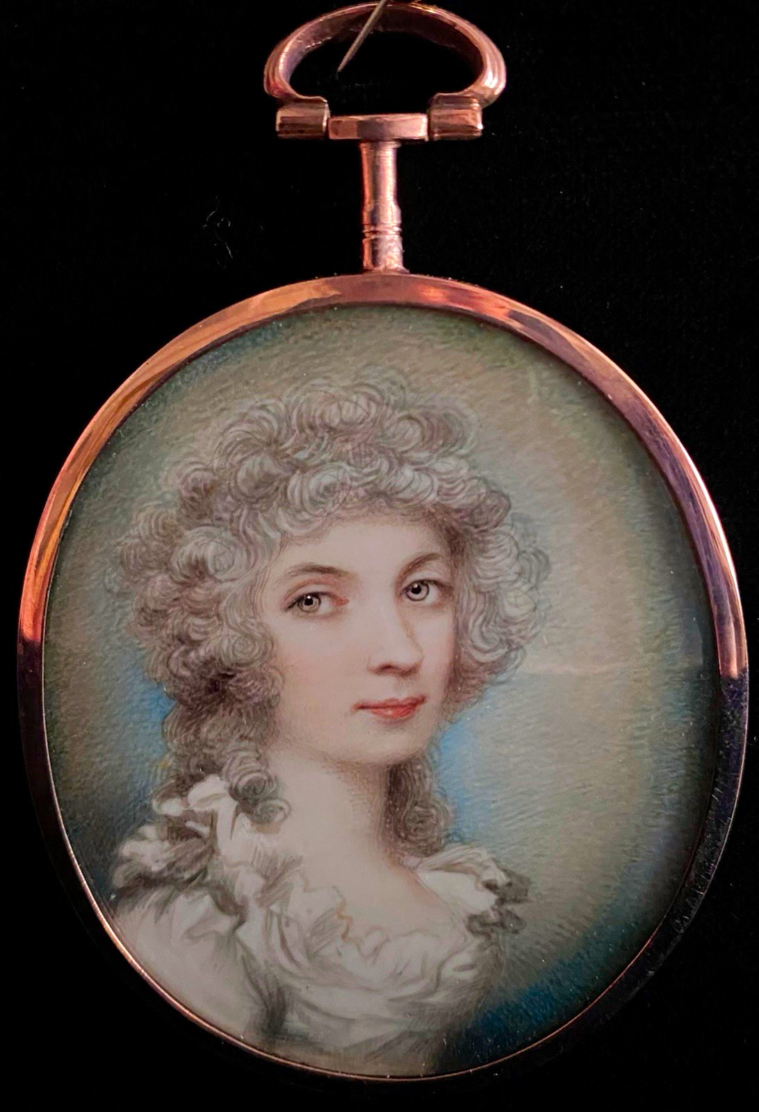 Portrait Miniature of Elegant Young Woman by Plimer, ca. Late 18th C.