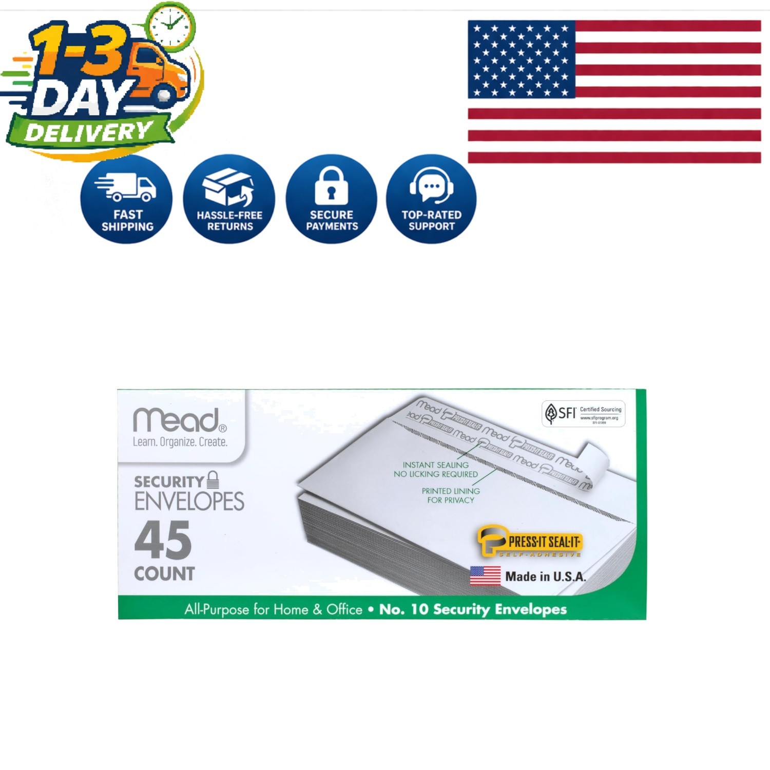 Mead #10 Security Business Envelopes Letter Size 4-1/8