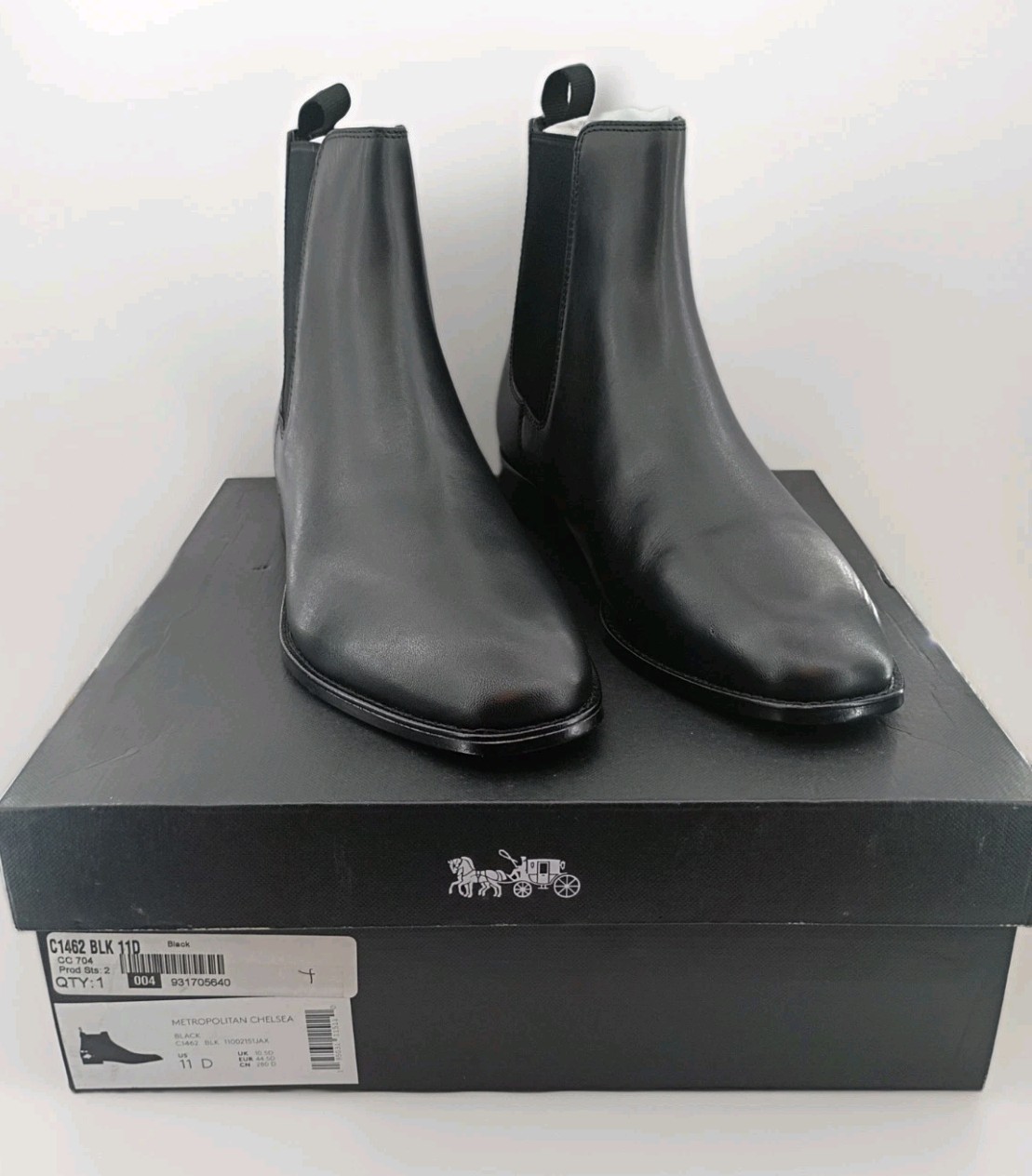 Coach Metropolitan Chelsea Black Leather Men\'s Dress Boots 11D Studded MSRP $325
