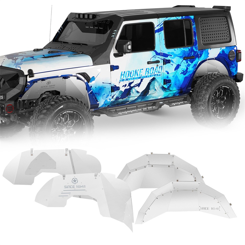 4Pcs Aluminum Front and Rear Inner Fender Liners For 2018-2026 Jeep Wrangler JL