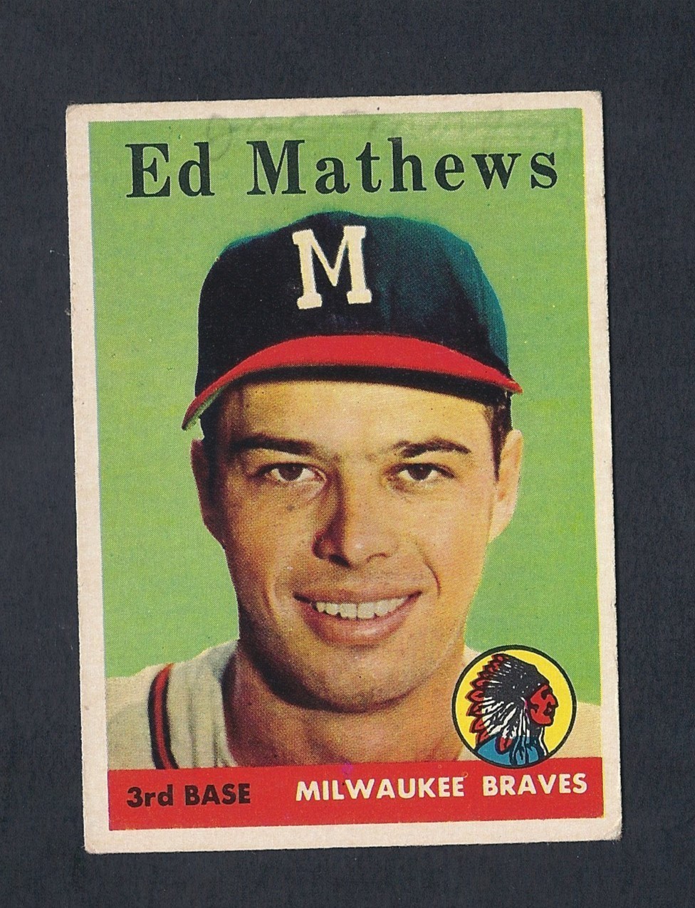 1958 TOPPS #440 ED MATHEWS - MILWAUKEE BRAVES 1958 TOPPS #440 ED MATHEWS - MILWAUKEE BRAVES