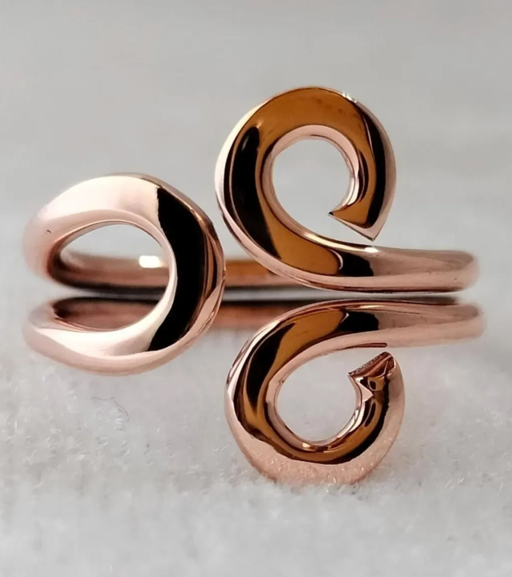 Handmade Pure Copper Spiral Ring - Adjustable Wrap Ring - Minimalist Healing