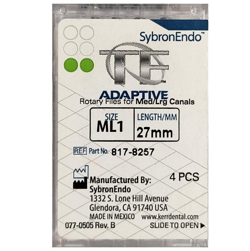 *4-Pieces* Kerr SybronEndo TF Adaptive Hand Files Size-ML1 Length 27mm 8178257