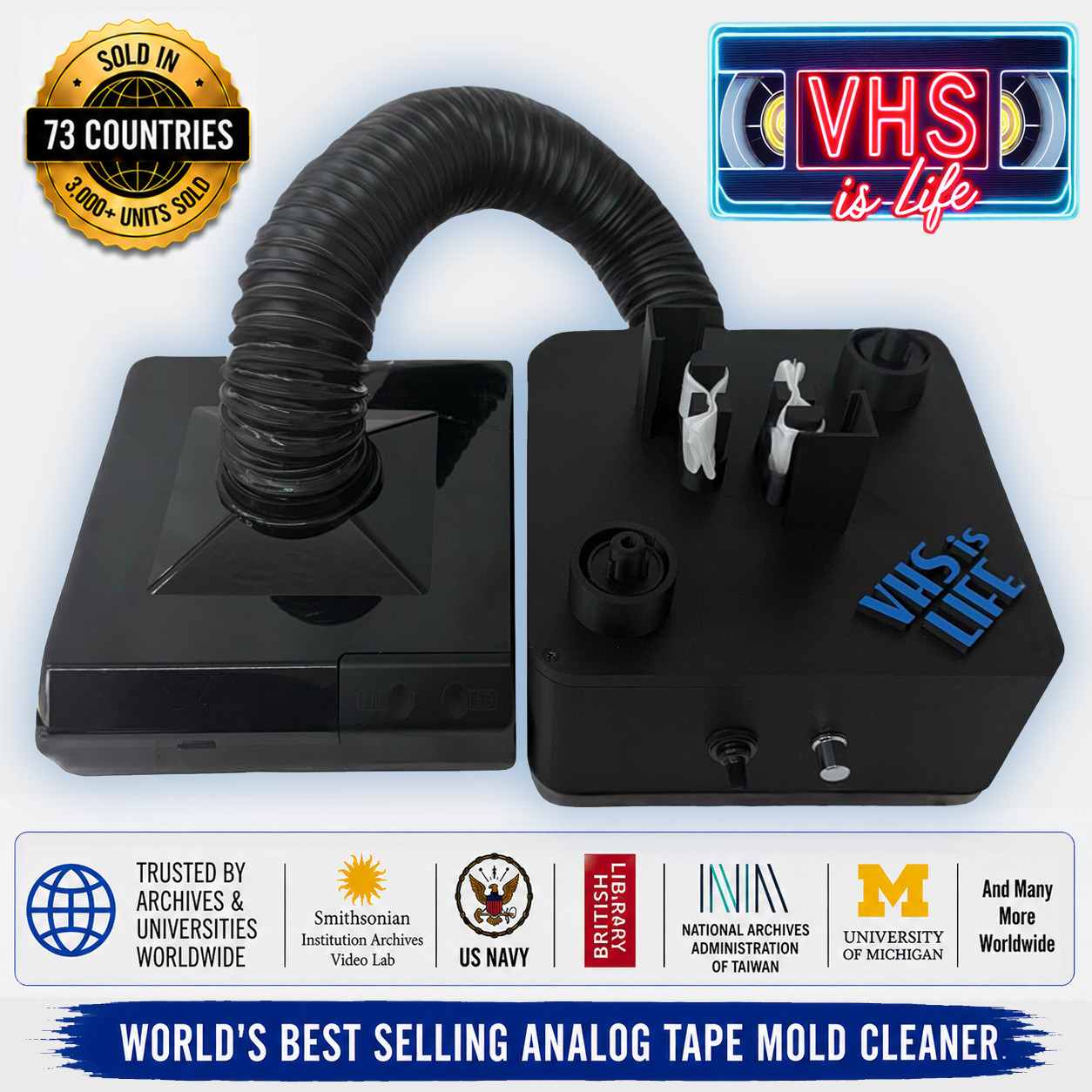 VHS Mold Cleaner Betamax Analog Tape Removal System w/Vacuum for Mold Capture