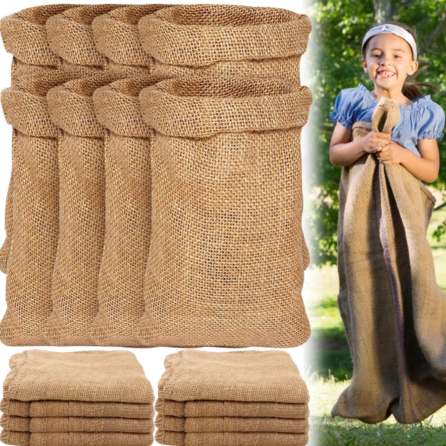 Fabbay 12 Pack Burlap Sack Race Bags 24 X 40 Inch Outdoor Lawn Games