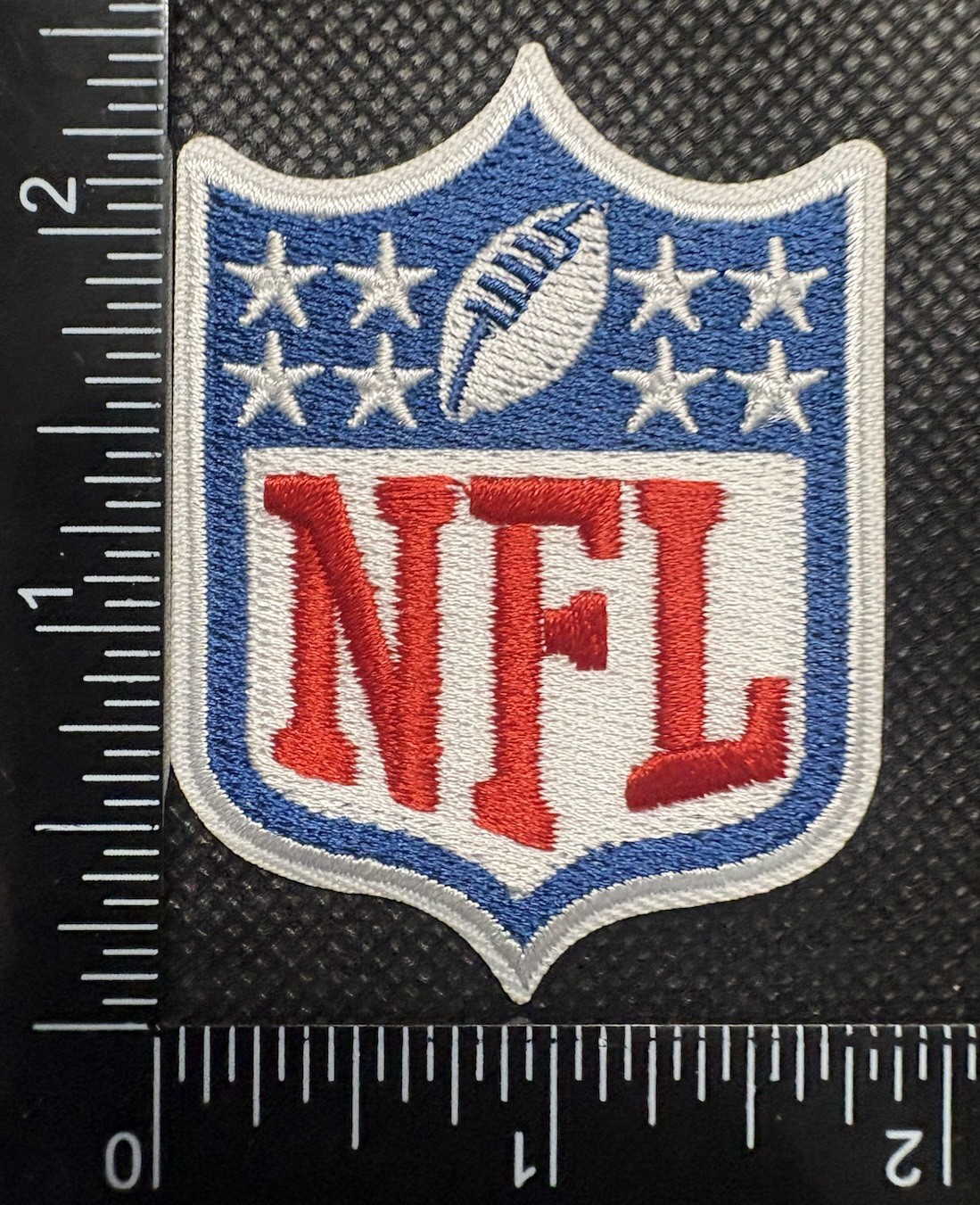 LARGER NFL LOGO SHIELD FOOTBALL IRON ON EMBROIDERED PATCH SEE PHOTOS/ RULER LARGER NFL LOGO SHIELD FOOTBALL IRON ON EMBROIDERED PATCH SEE PHOTOS/ RULER