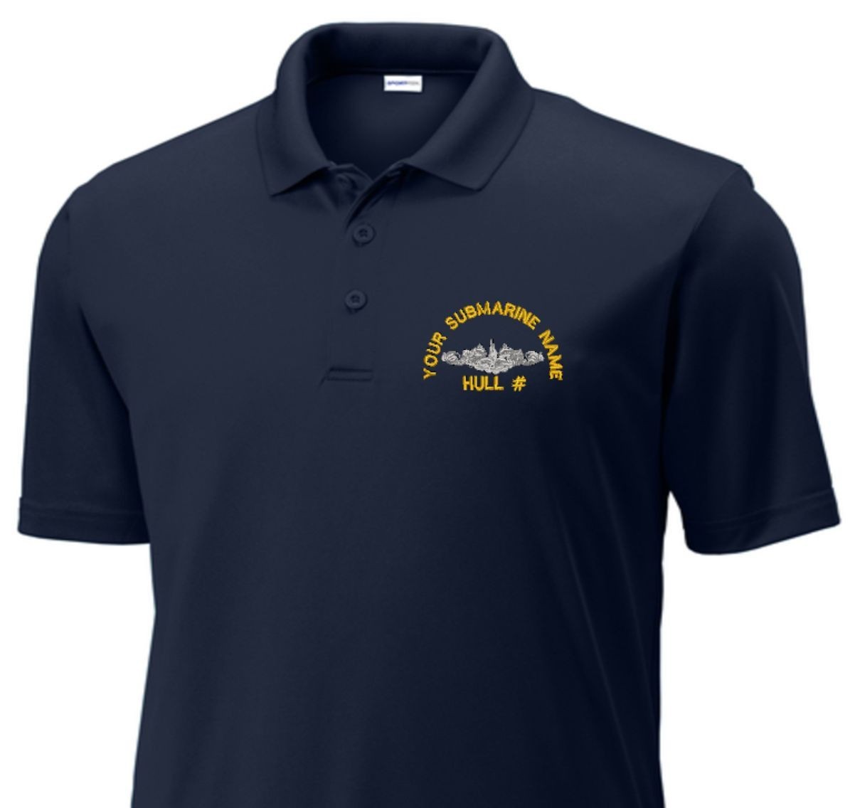 USS SCAMP SSN-588 Performance Golf Shirt.  New.  Dolphins. U.S. Navy