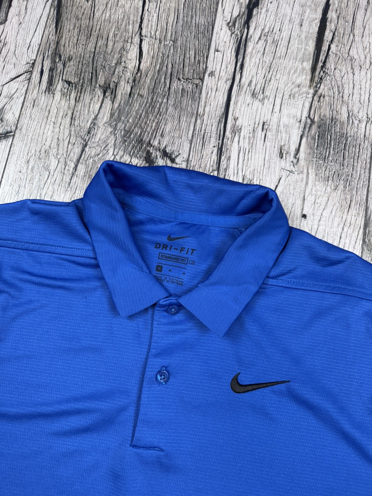 Nike Dri-FIT Mens Golf Polo Shirt Royal Blue Short Sleeve Swoosh Size Medium