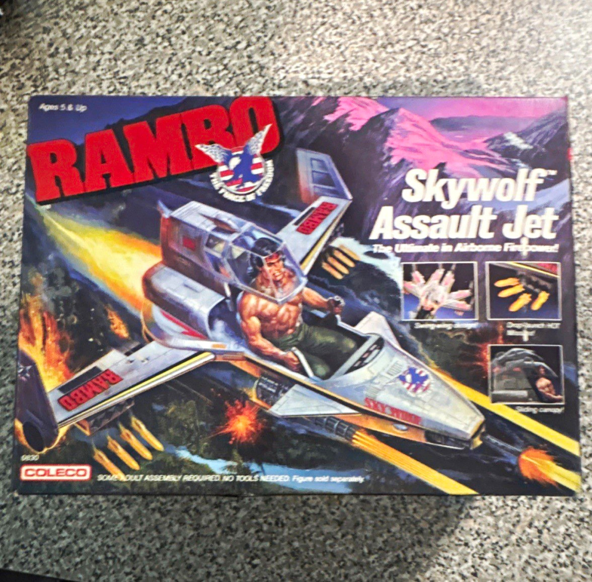 Coleco Rambo Skywolf Assault Jet Vehicle Vintage w/ Sliding Canopy 1986