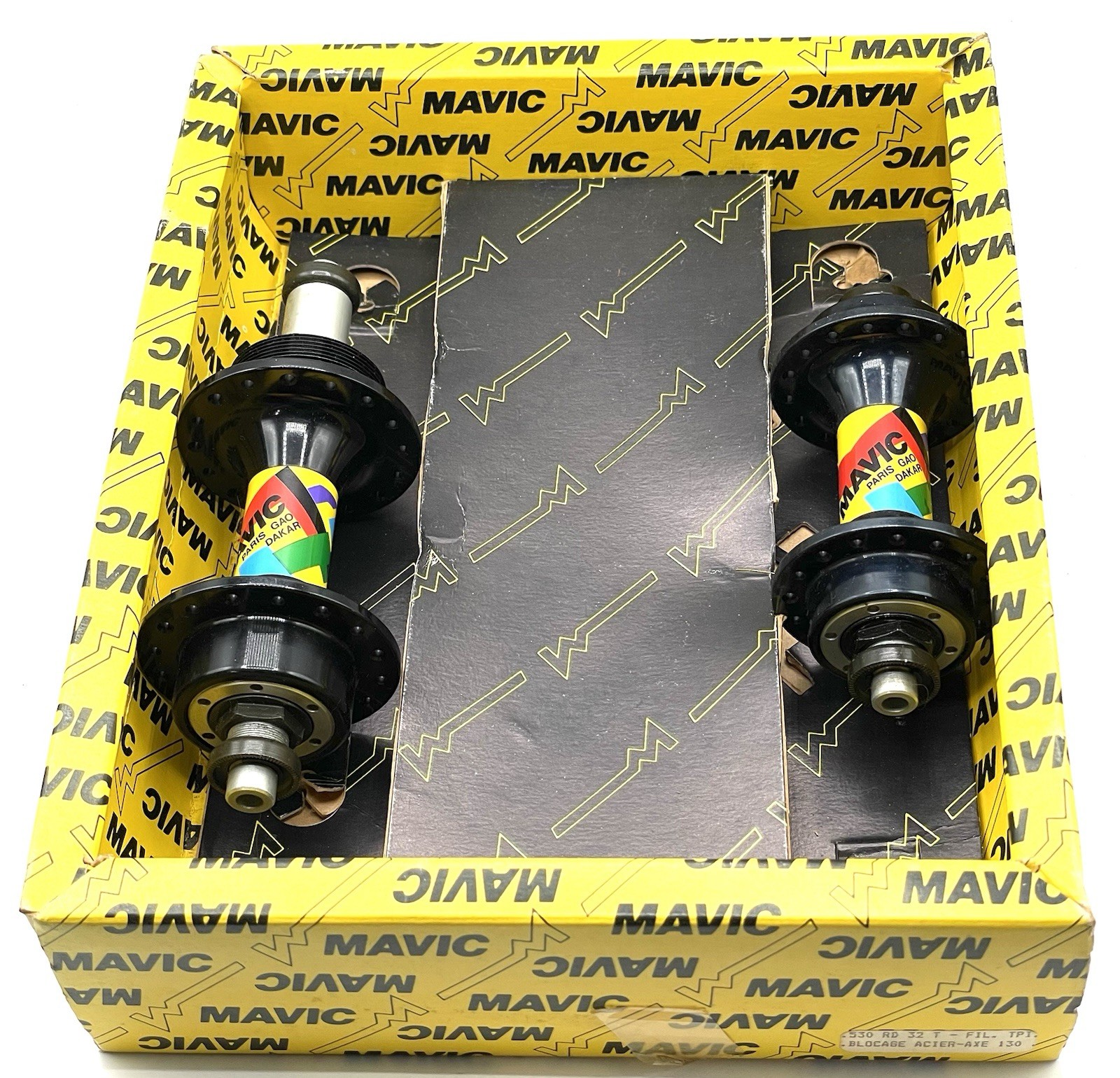 Mavic 530 Paris Gao Dakar MTB Hubset Pair 32 Hole Black NOS NIB Made in France Mavic 530 Paris Gao Dakar MTB Hubset Pair 32 Hole Black NOS NIB Made in France