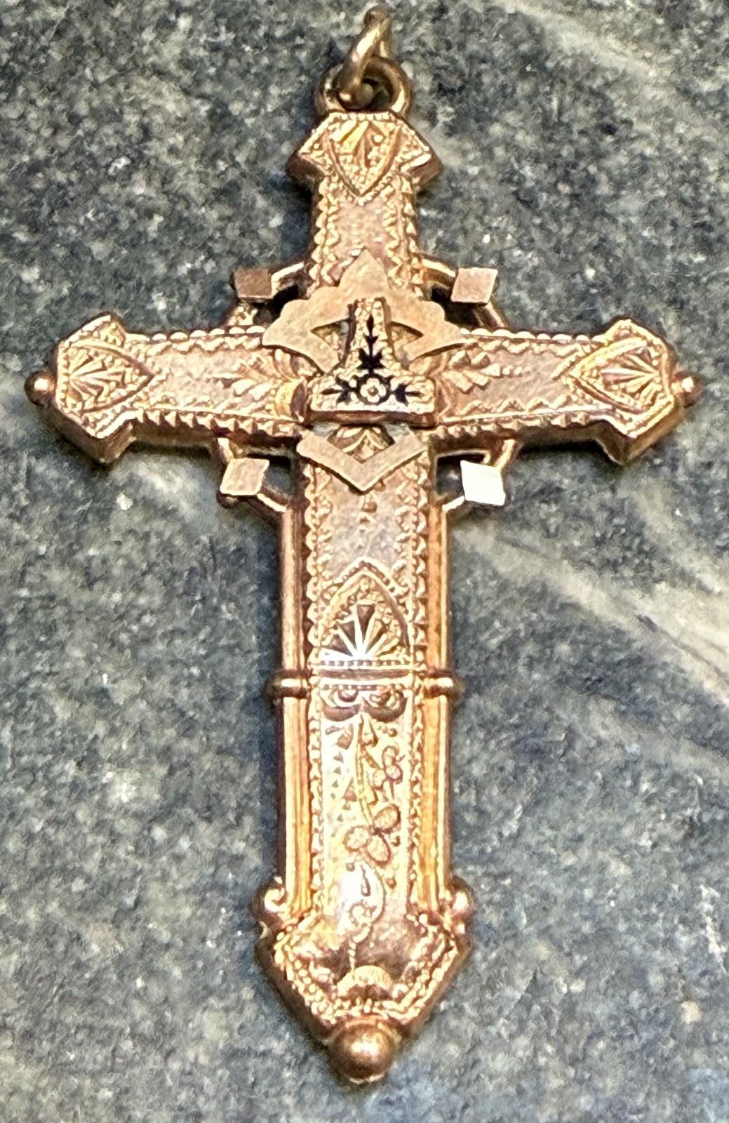 Antique Large Victorian Rolled Gold Fancy Cross - 61 mm - 6.4 grams