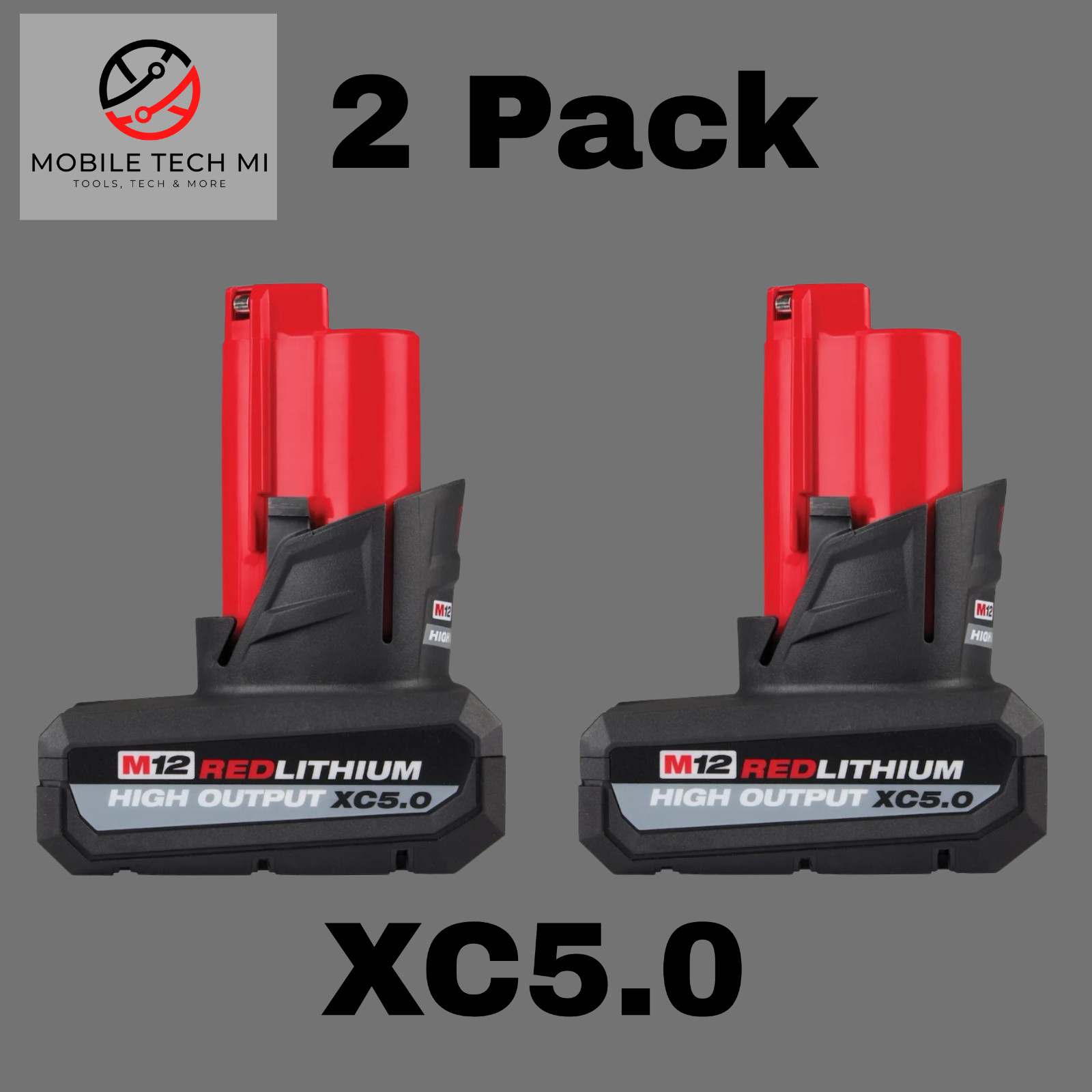 Milwaukee M12 2 Pack X2 HIGH OUTPUT 5.0 Ah XC5.0 Battery Pack 48-11-2450 OEM