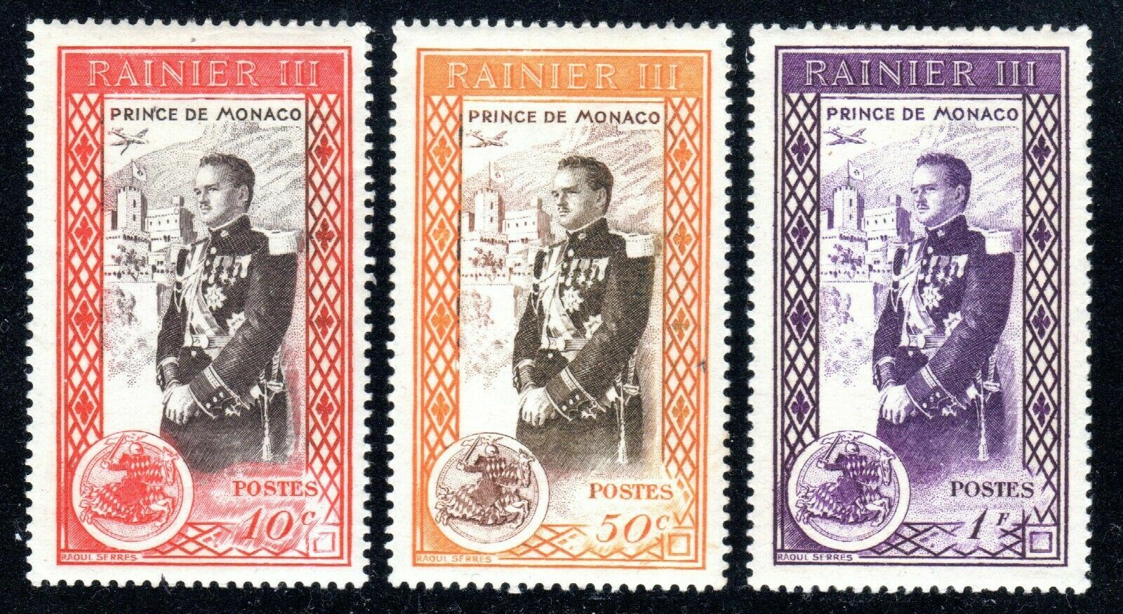 Monaco Scott # 247 - 249 Mint Never Hinged 1950 Prince Rainier III Short Set