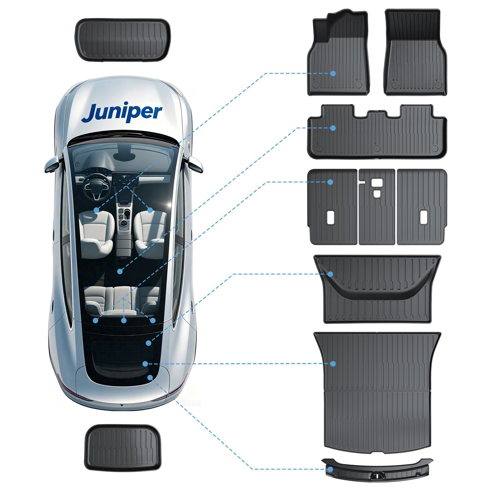 COMAUTO Floor Mats 11PCS for Tesla Model Y Juniper 2025 2026 2027(Not for 7Seat)