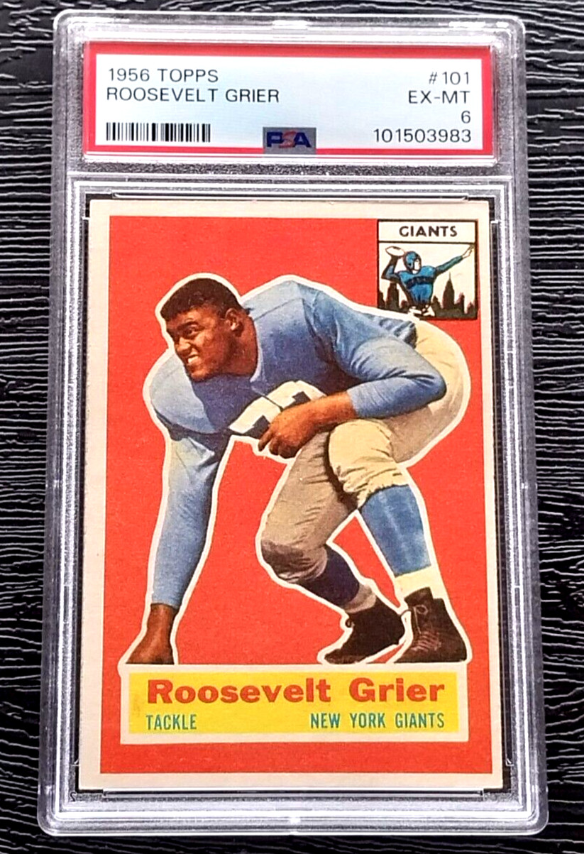 1956 TOPPS ROOSEVELT GRIER ROOKIE FOOTBALL CARD #101 ROSEY *AMAZING* PSA 6 EXMT 1956 TOPPS ROOSEVELT GRIER ROOKIE FOOTBALL CARD #101 ROSEY *AMAZING* PSA 6 EXMT