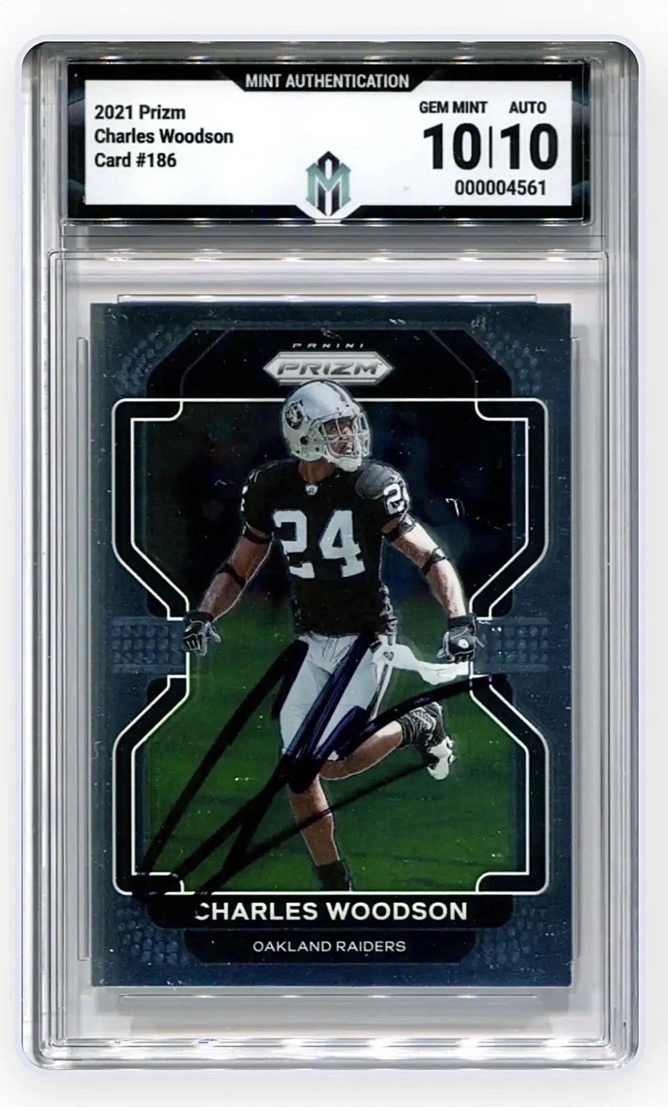 2021 Panini Prizm #186 Charles Woodson MA Mint Authentication Auto 10/10 Gem HOF