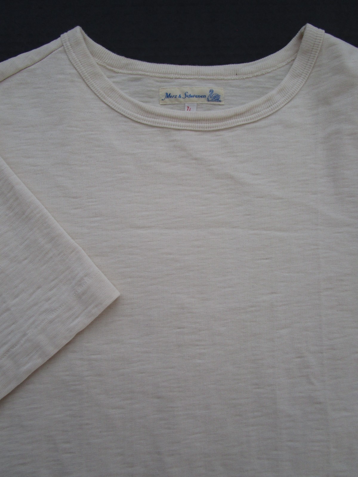 Mens XL 7 Merz B Schwanen T Shirt Heavyweight 14oz Crewneck Cotton SS Ivory