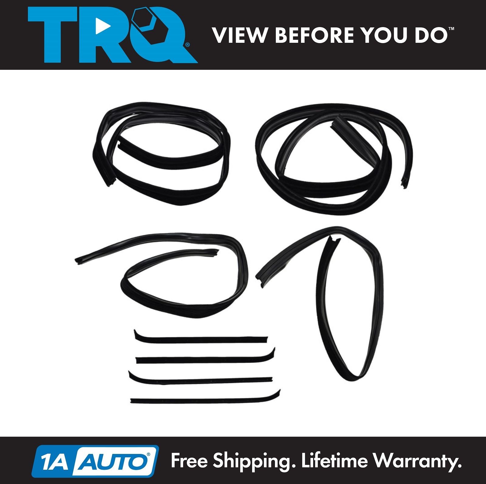 TRQ Window Sweep & Run Channel Weatherstrip Seal 8pc Set Fits 1975-79 Ford F-150