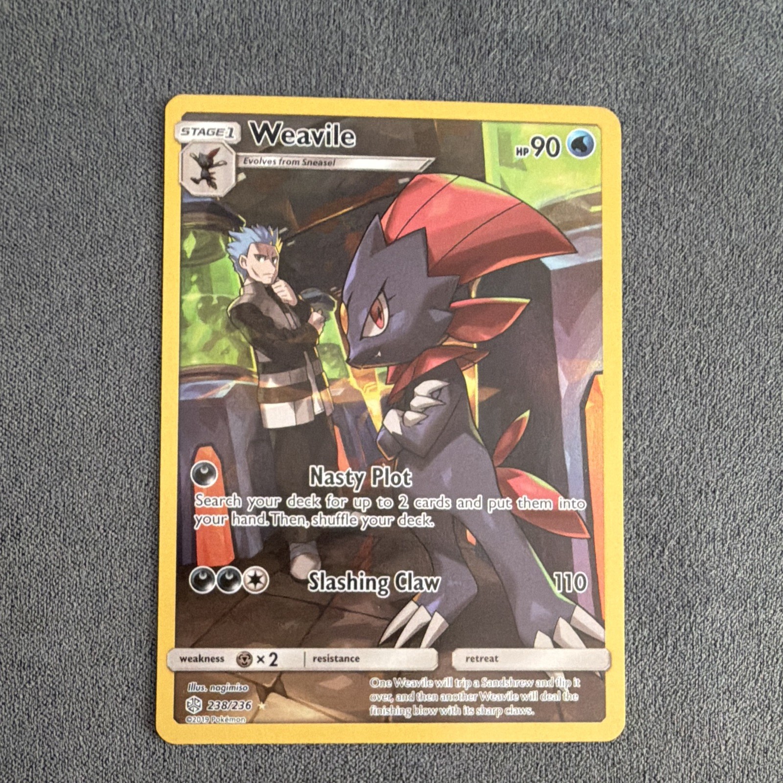 Weavile (Secret) 238/236 SM-Cosmic Eclipse Secret Rare Full Art Holo 2019 EN Weavile (Secret) 238/236 SM-Cosmic Eclipse Secret Rare Full Art Holo 2019 EN