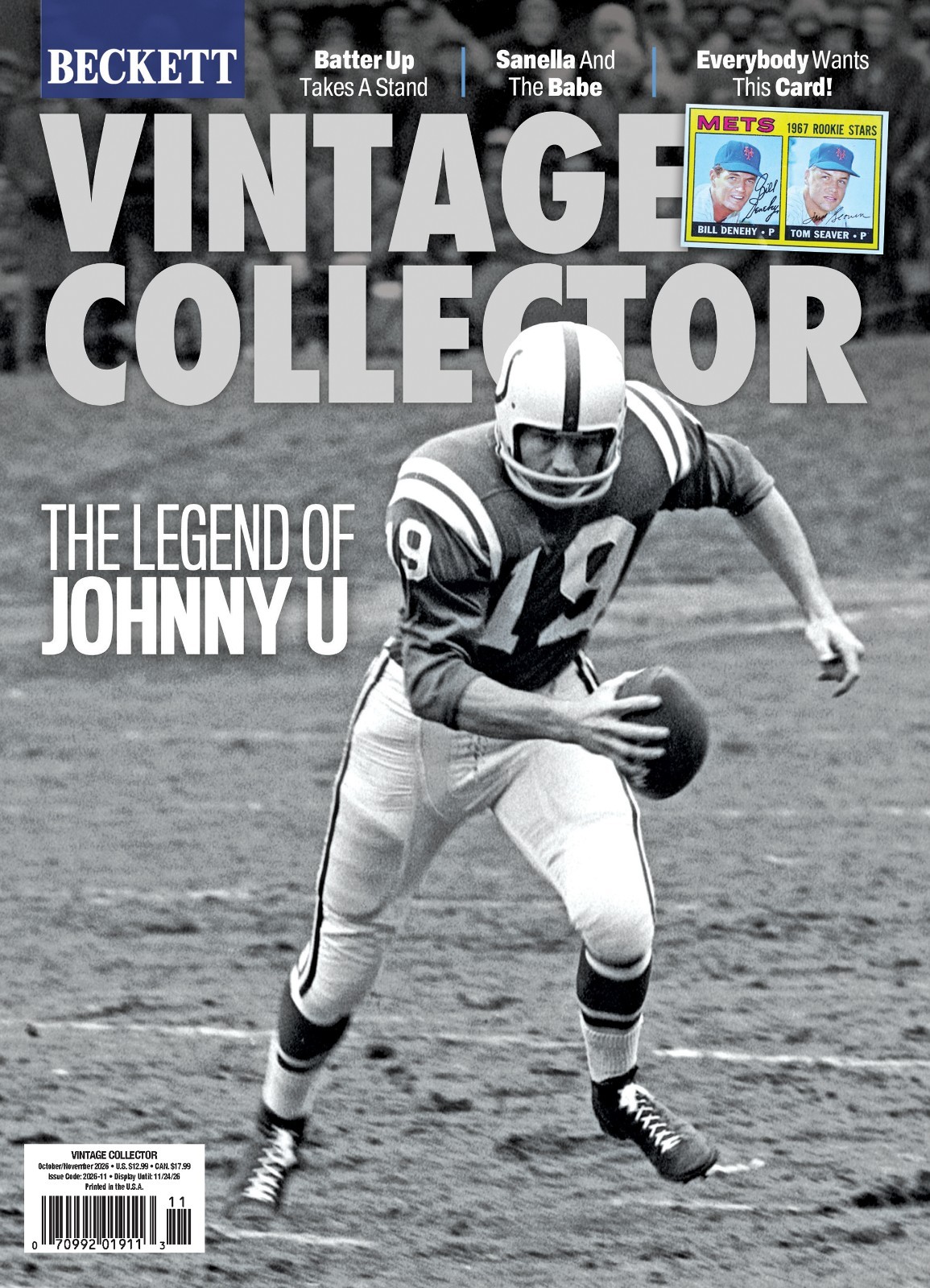 New OCT/NOV 2026 Beckett VINTAGE COLLECTOR Price Guide Magazine w/JOHNNY UNITIS