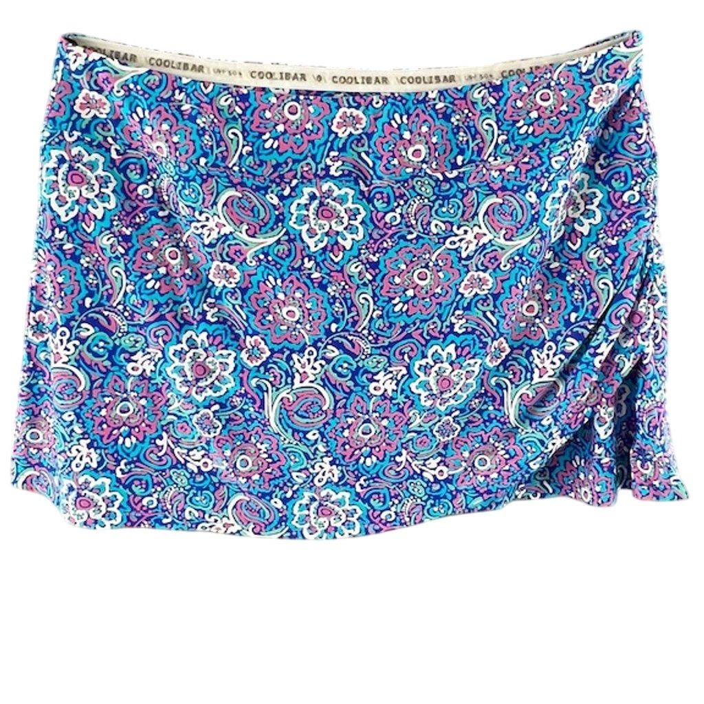 NEW Coolibar Women\'s 2XL Blue Floral Paisley Swim Skort UPF 50+ NEW - CJ