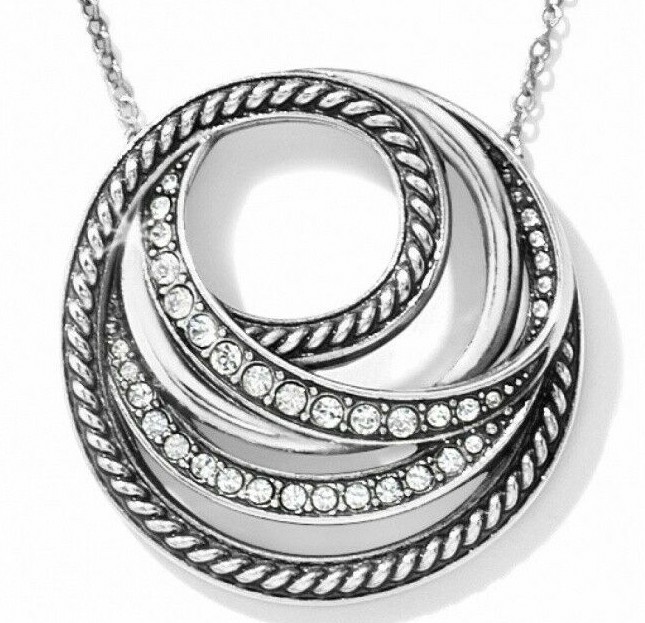 NWT Brighton NEPTUNE\'S RINGS Short Round Disc Silver Crystal Necklace MSRP $68 NWT Brighton NEPTUNE\'S RINGS Short Round Disc Silver Crystal Necklace MSRP $68