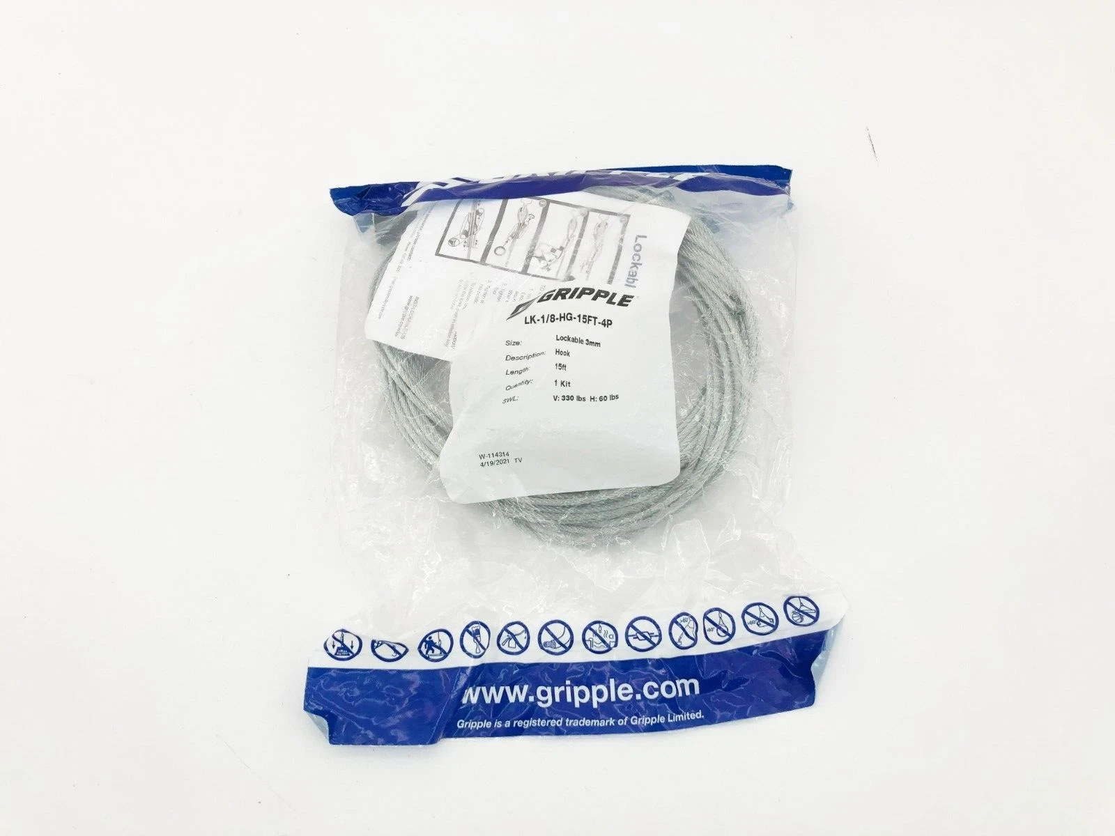 Gripple LK-1/8-HG-15FT-4P Lockable 3mm Hook Kit 15FT.