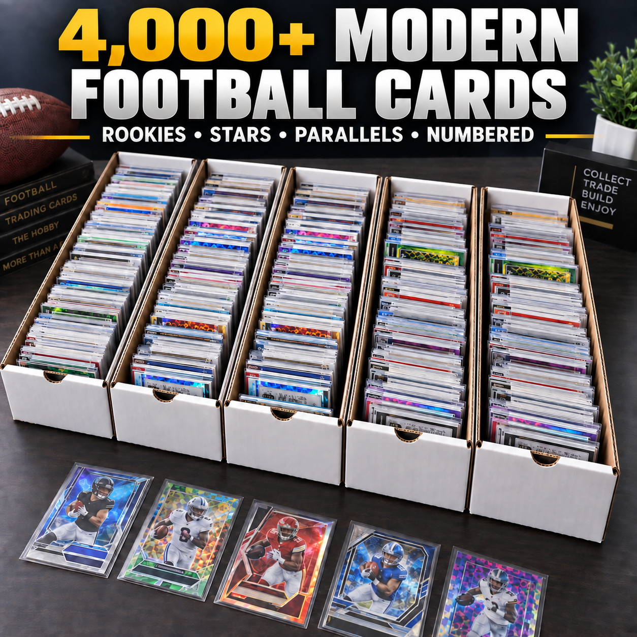 HUGE 4,000+ Modern Football Card Lot RCs Parallels Numbered Stars Bulk