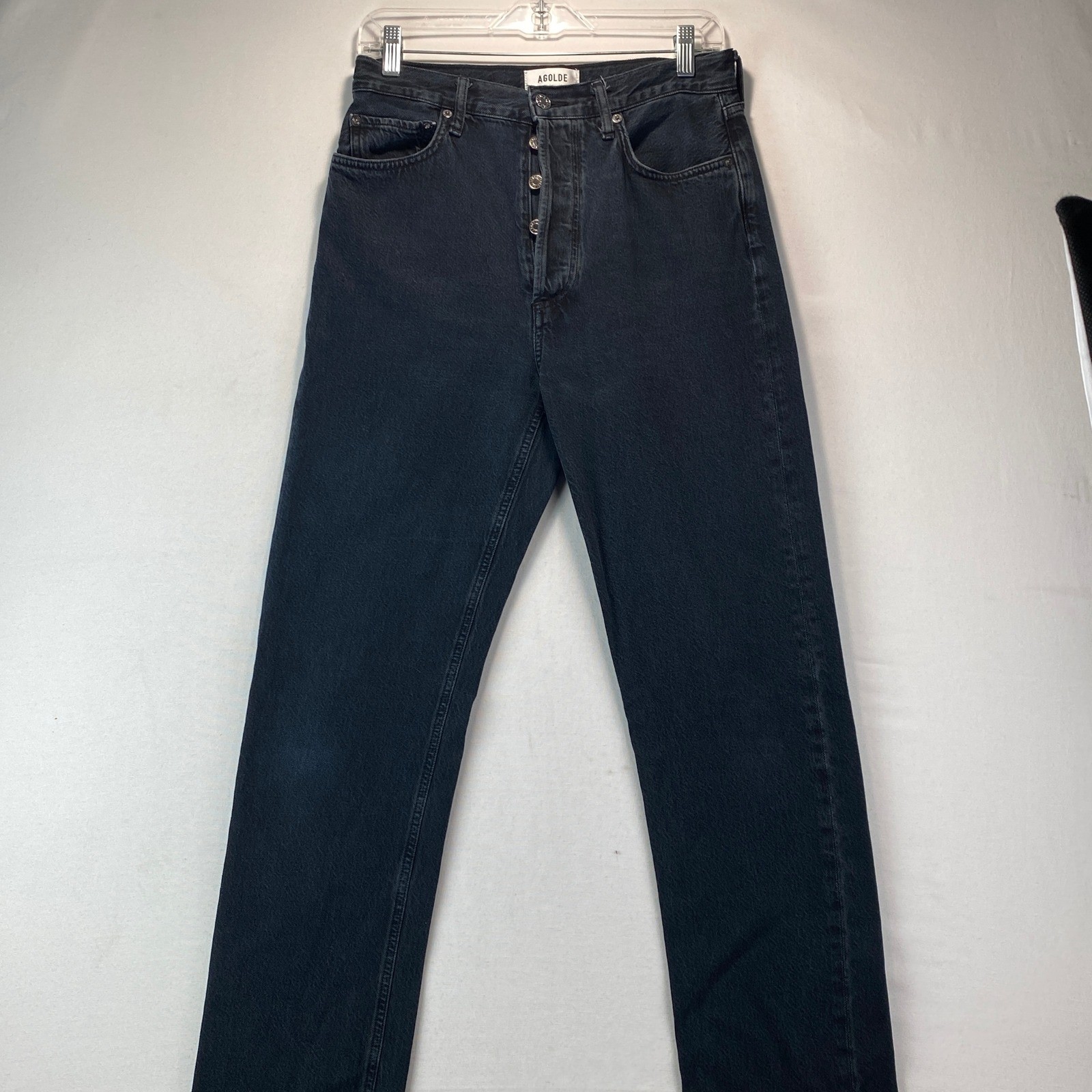 AGOLDE 90s Pinch Waist Jeans Women 27 Black Regenerative Cotton Button Fly High
