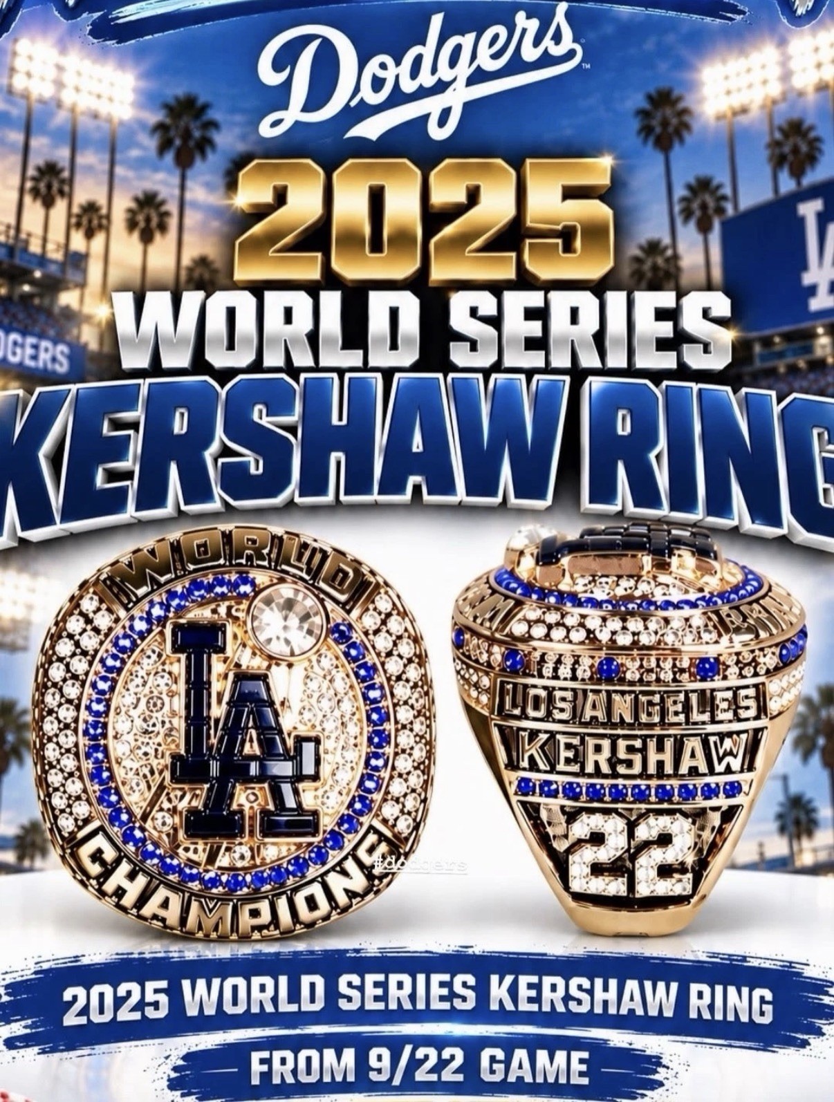 PRESALE 💍 Clayton Kershaw LA Dodgers ‘25 World Series Championship Ring 9/22/26 PRESALE 💍 Clayton Kershaw LA Dodgers ‘25 World Series Championship Ring 9/22/26