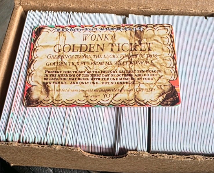 Lot Of 50 Willy Wonka Arcade Coin Pusher Cards GOLDEN TICKETS