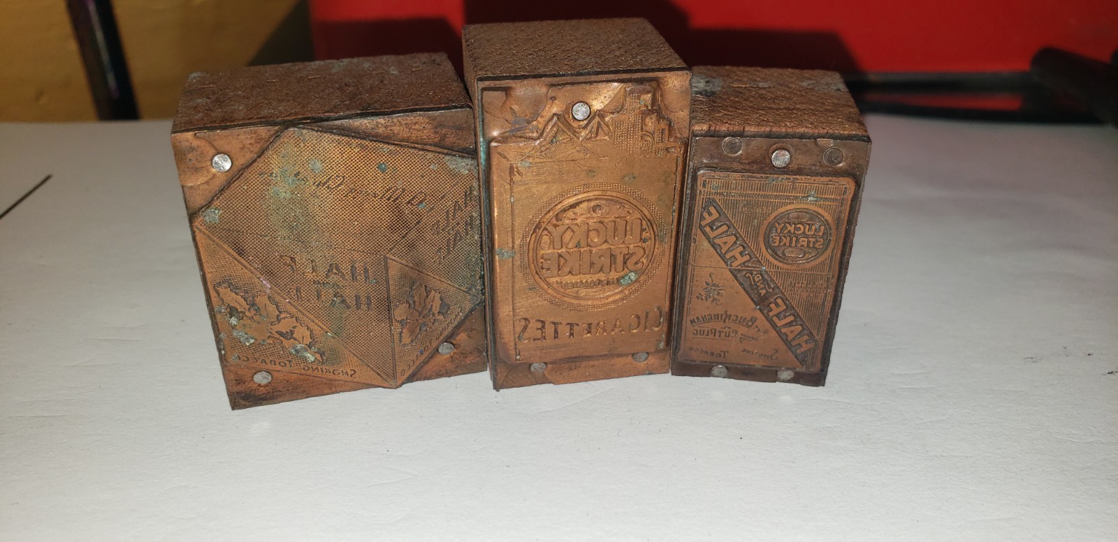 3 Vintage Copper Plated Printer Block Letterpress Stamp 3 Vintage Copper Plated Printer Block Letterpress Stamp