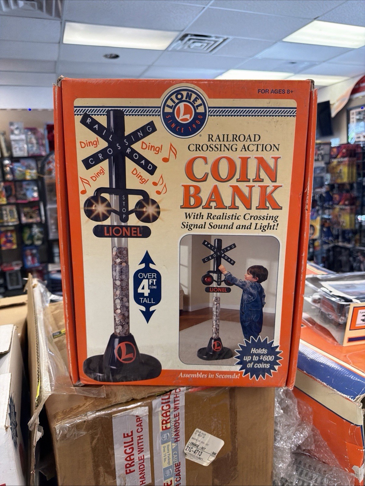 Lionel Railroad Crossing Train Coin Bank 4\' Tall Brand New In Box Never Used Lionel Railroad Crossing Train Coin Bank 4\' Tall Brand New In Box Never Used