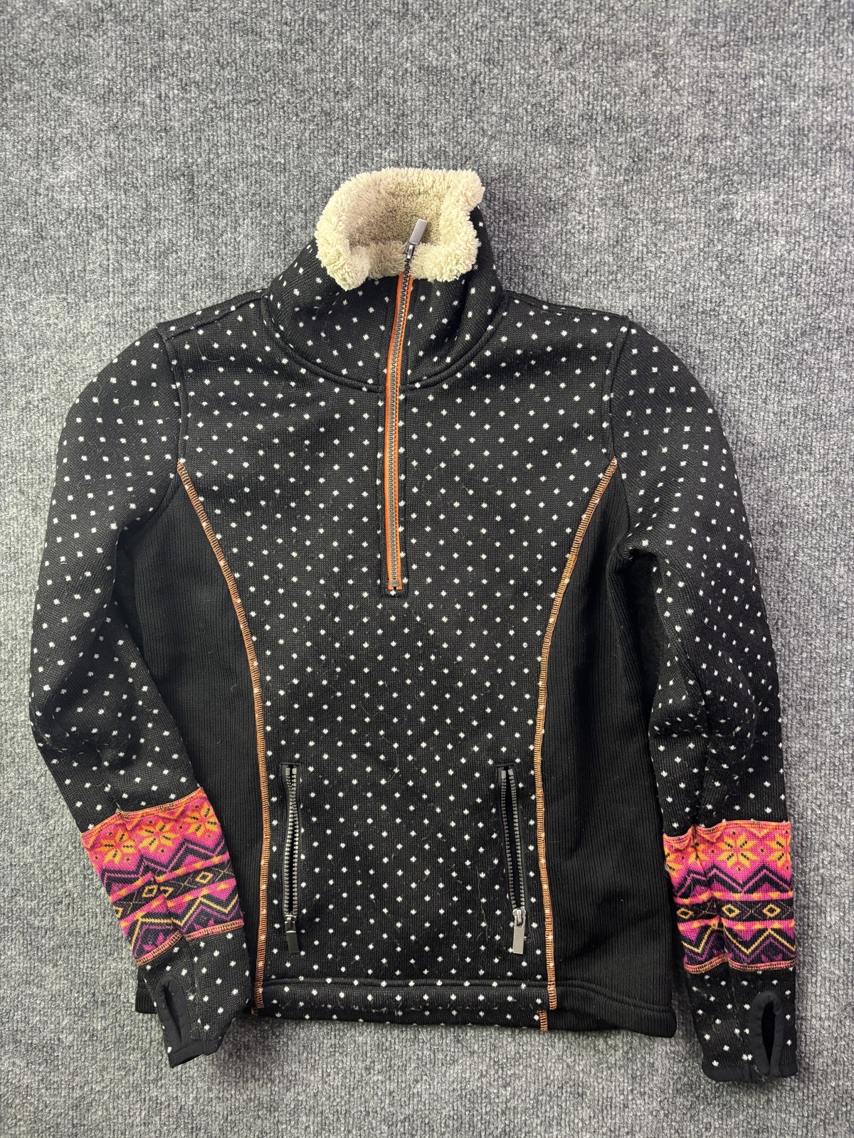 Wooly Bully Wear Jacket Womens Small Black Fleece 1/4 Zip Pullover Southwestern