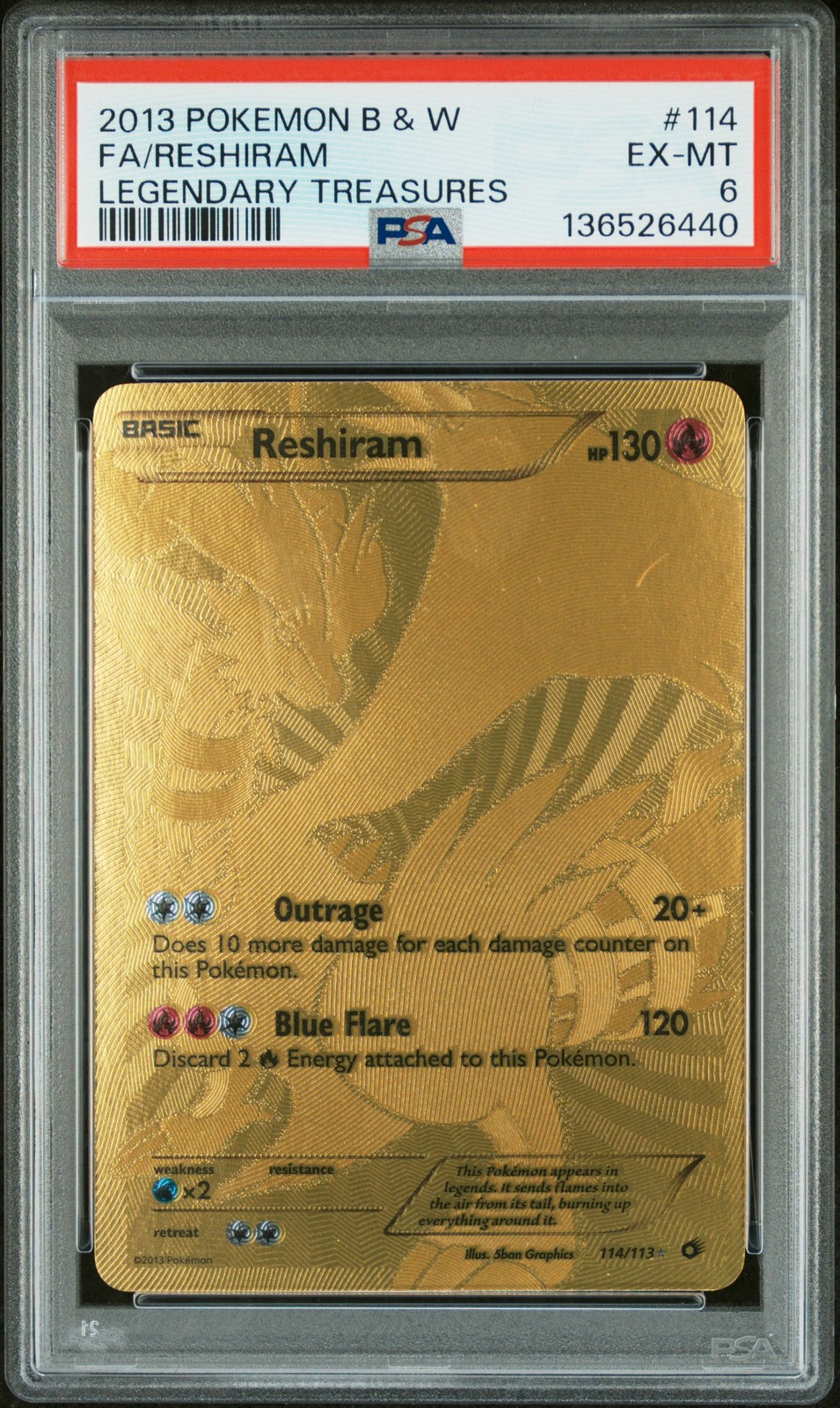 Reshiram (114 Full Art Secret Rare) 114 - Legendary Treasures Pokemon 2013 Reshiram (114 Full Art Secret Rare) 114 - Legendary Treasures Pokemon 2013