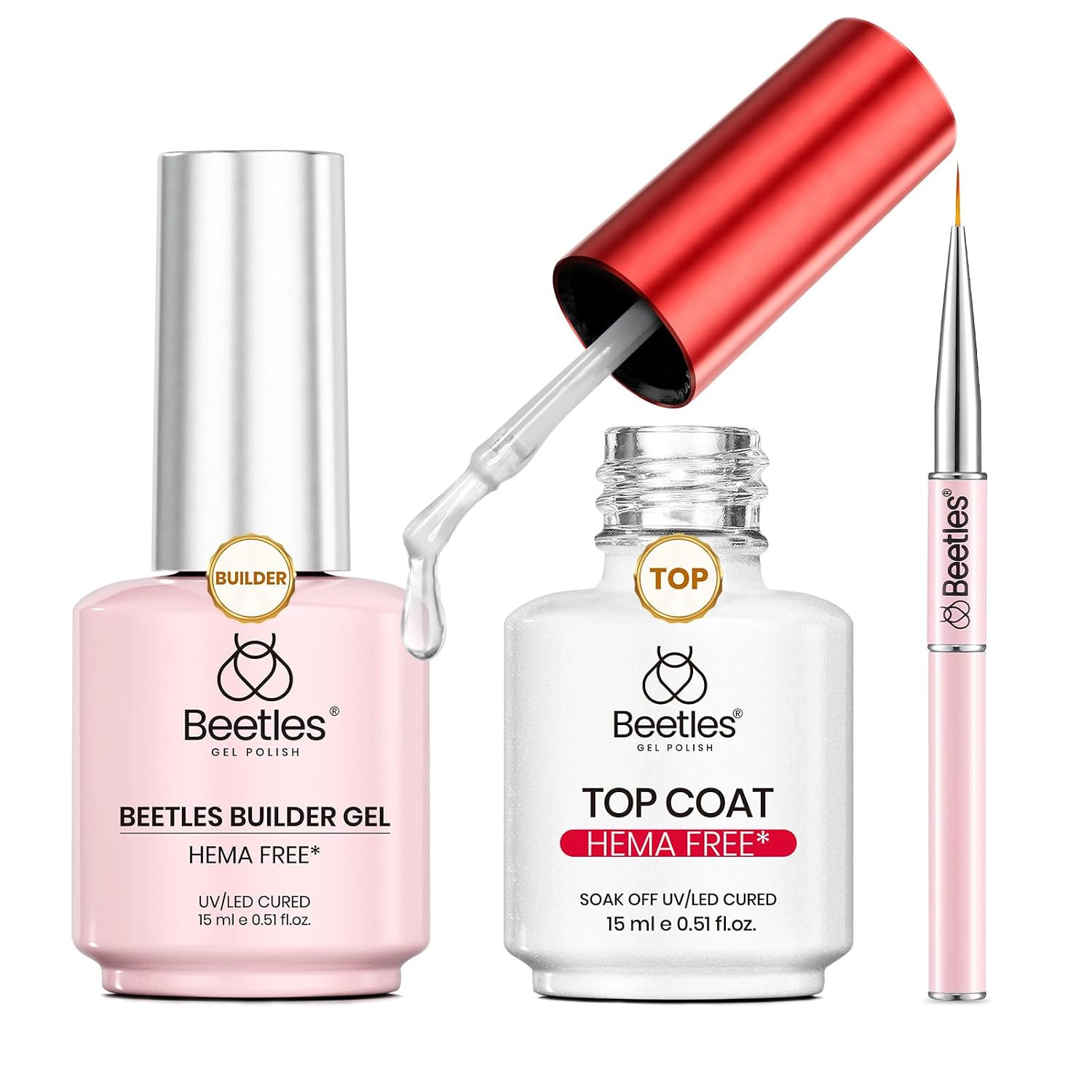 Hema-Free Gel Top Coat & Builder Gel with Nail Bursh 2Pcs 15Ml Hema-Free Gel Top Coat & Builder Gel with Nail Bursh 2Pcs 15Ml