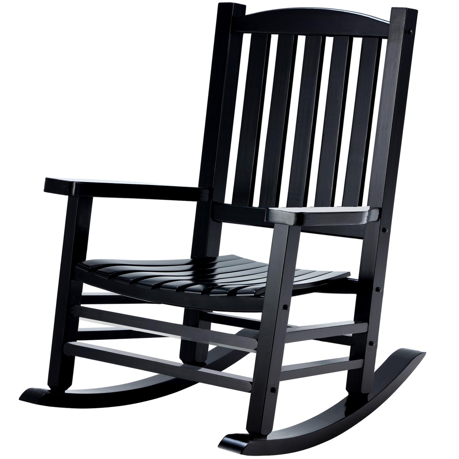 Hupmad Wooden Rocking Chair Outdoor Oversized Porch Rocker 1 pack, Black