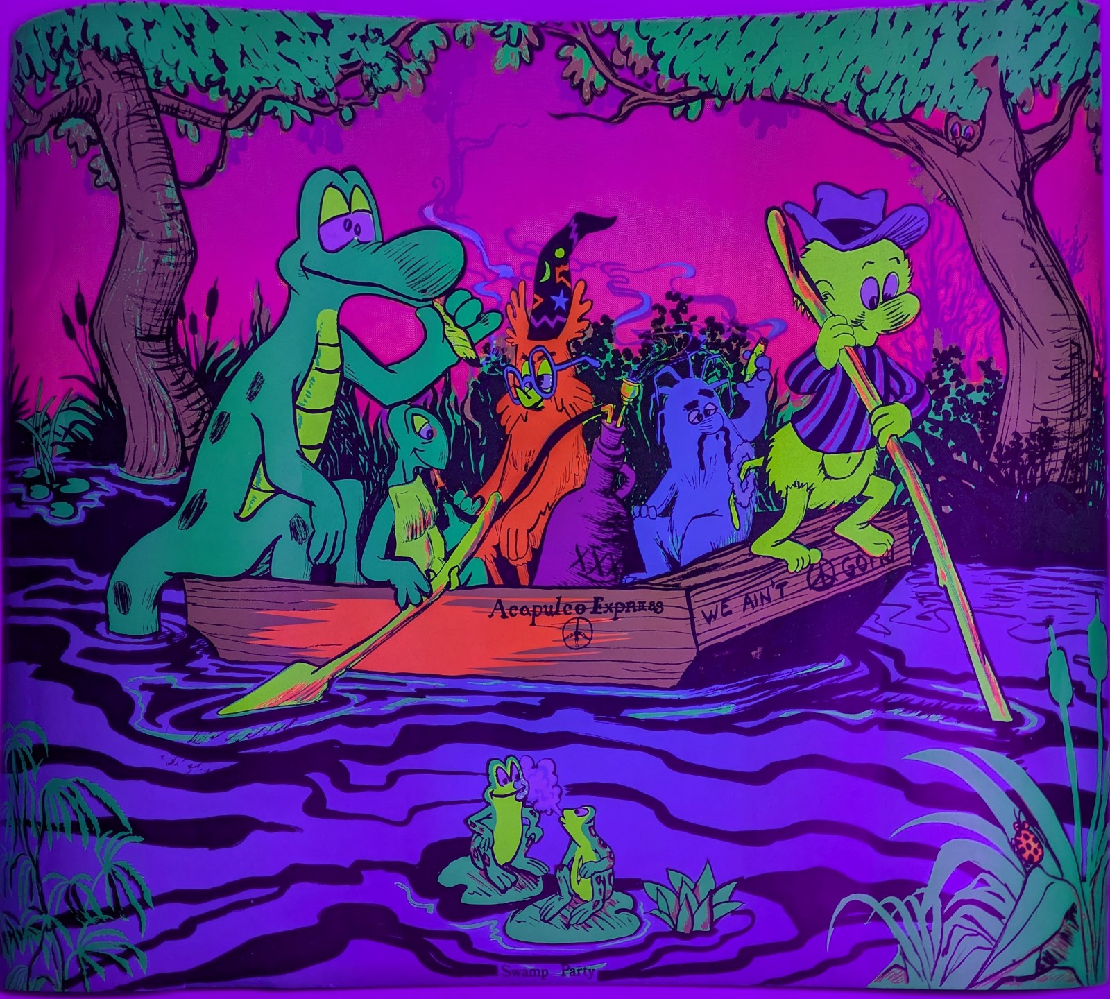 POGO POSSUM SWAMP PARTY 70\'s SCARCE BLACKLIGHT Poster Psychedelic EXC 