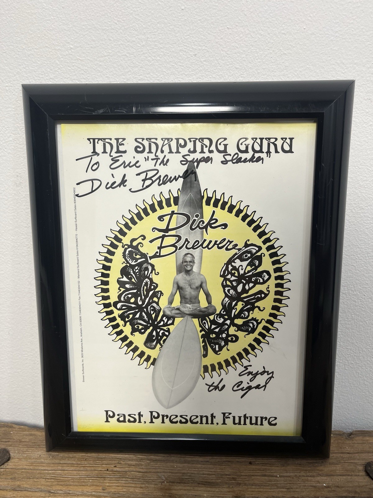 Vintage Dick Brewer surfboards Signed 1970s Poster 