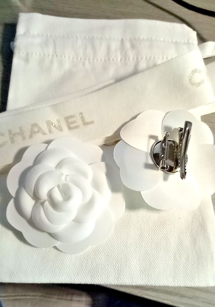 one Authentic Chanel Camellia Flower Brooch, 2 & 3/4 one Authentic Chanel Camellia Flower Brooch, 2 & 3/4