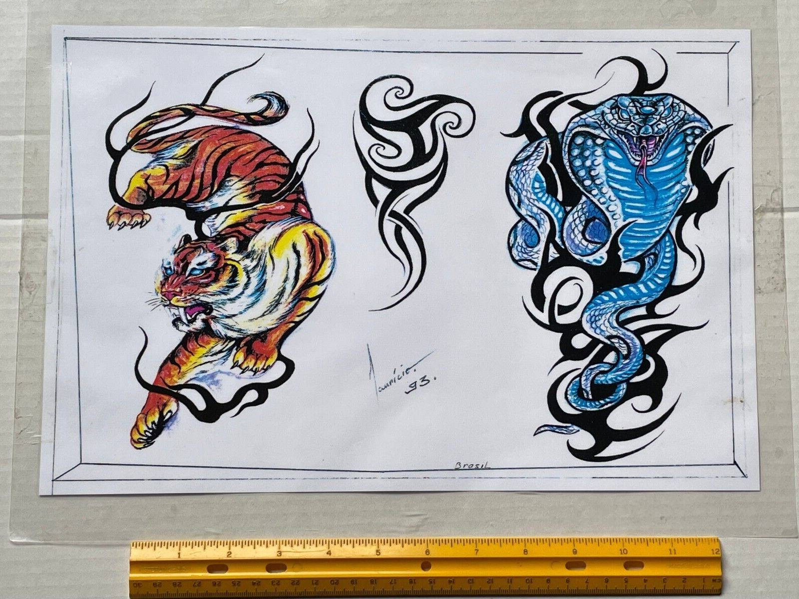 Vintage Art Tattoo Flash Sheet Mauricio 1993  /T67