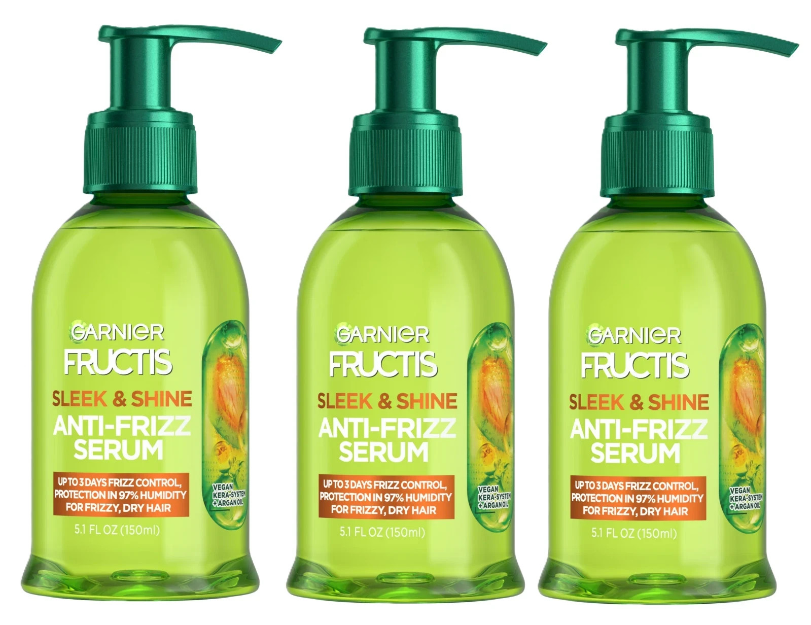 3x Garnier Fructis Frizz Control Hair Serum with Kera System Argan Oil 5.1 fl oz 3x Garnier Fructis Frizz Control Hair Serum with Kera System Argan Oil 5.1 fl oz