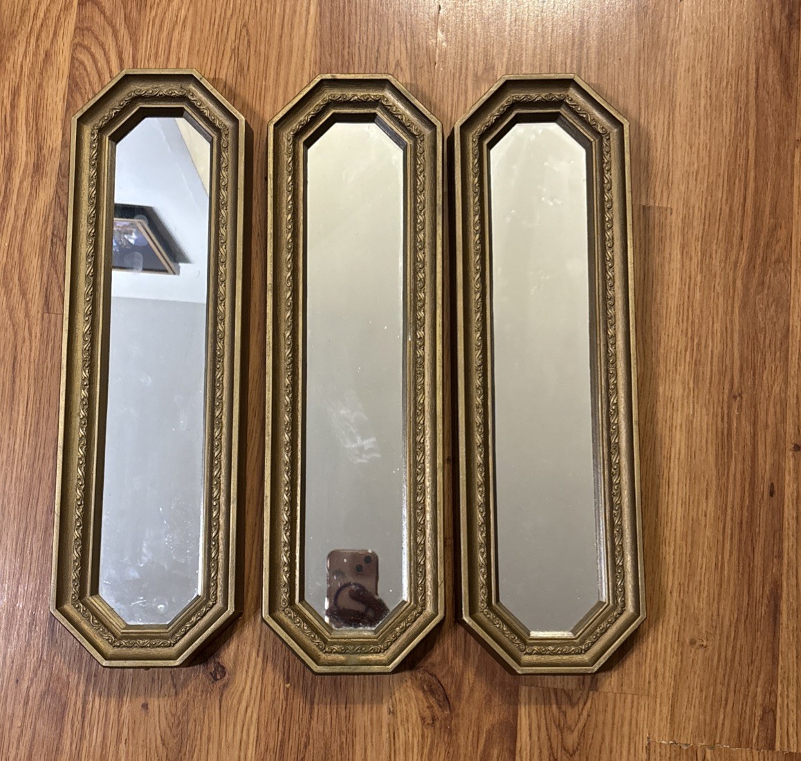 Set 3 VTG Homco Accent Wall Mirrors Hollywood Regency Gold Octagon Skinny ~18” Set 3 VTG Homco Accent Wall Mirrors Hollywood Regency Gold Octagon Skinny ~18”
