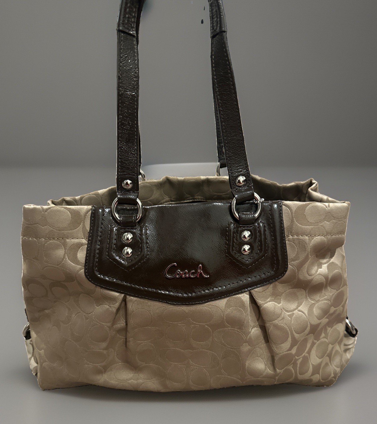 Coach Ashley Signature Carry All  Bag  F1175 - F15510 Canvas Khaki Monogram
