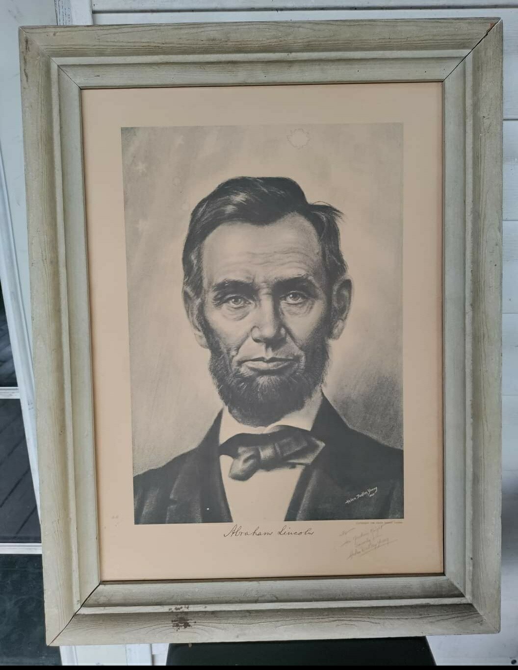 Antique Engraved abraham lincoln by Helen dudley young Antique Engraved abraham lincoln by Helen dudley young