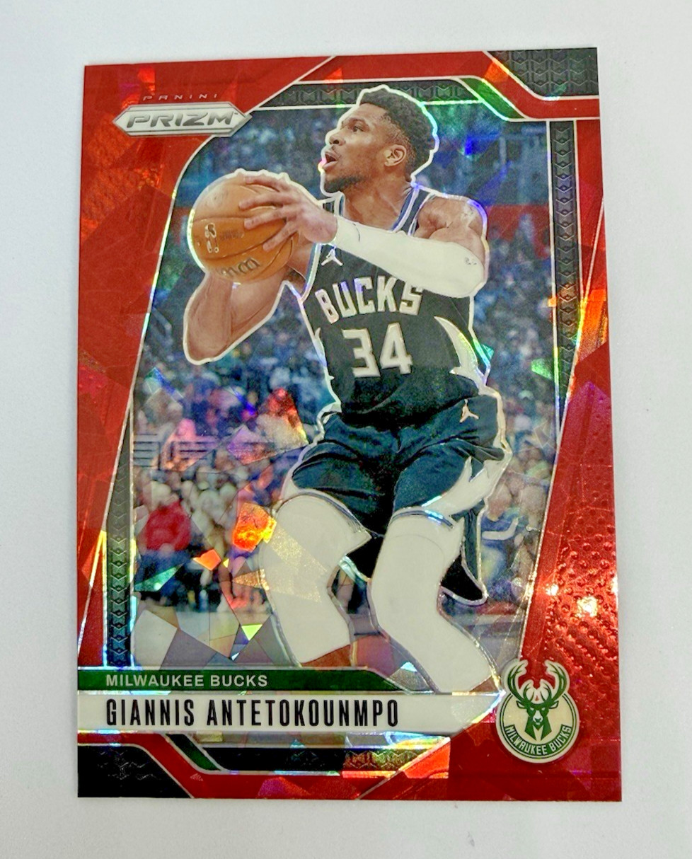 2024-25 Panini Prizm Giannis Antetokounmpo Red Cracked Ice Prizm #85 Bucks 2024-25 Panini Prizm Giannis Antetokounmpo Red Cracked Ice Prizm #85 Bucks