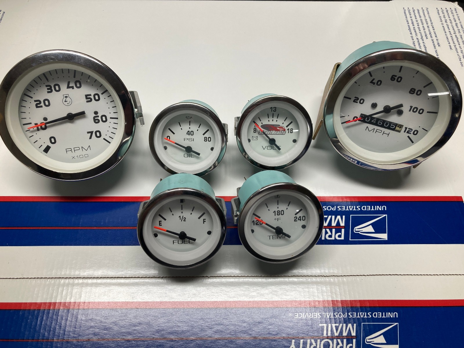 Universal Vintage 6pc Gauge Set Chrome Speedometer Hot Street Rod