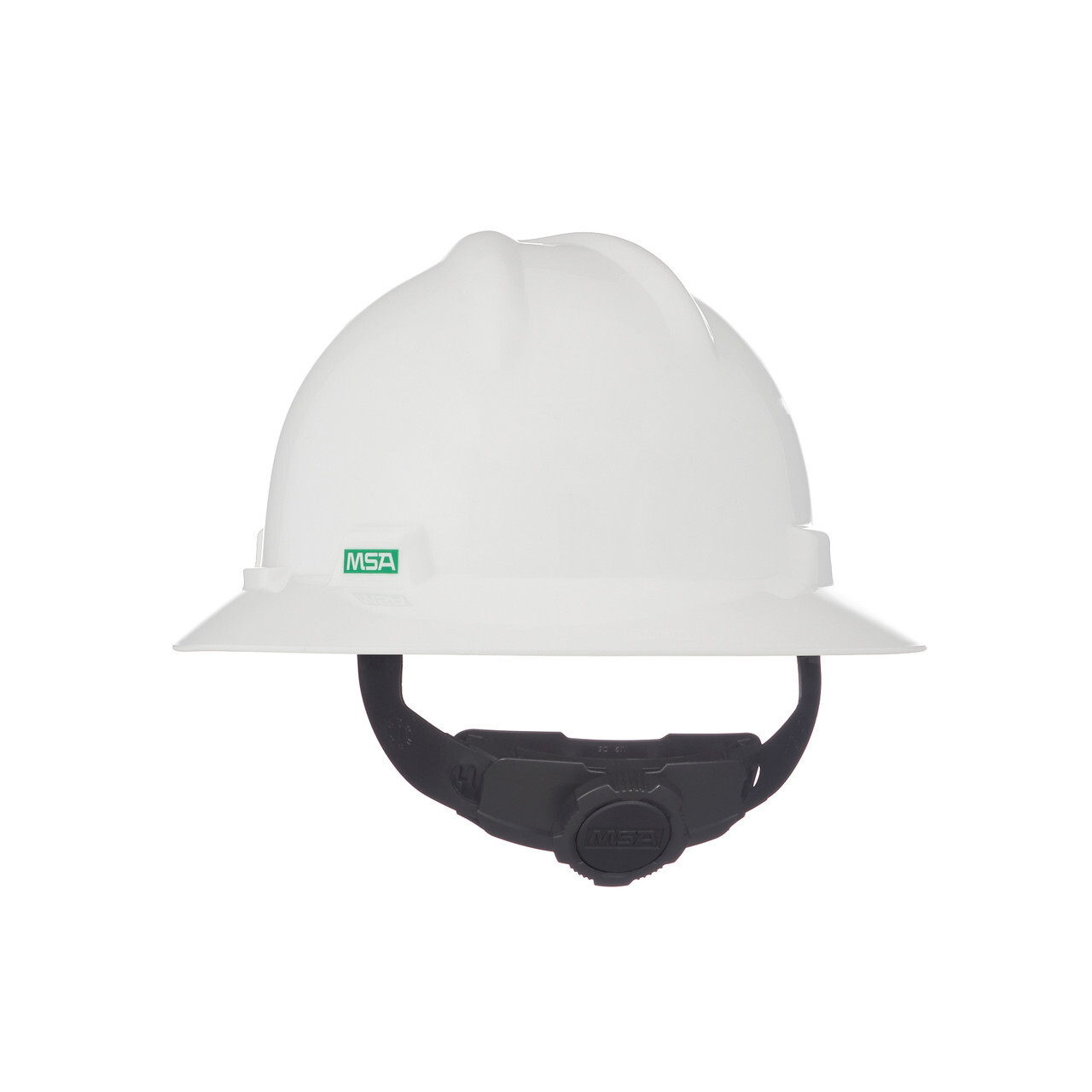 MSA Safety 475369 V-Gard Full Brim Hard Hat, Slotted, Type 1, Class E, Fas-Trac MSA Safety 475369 V-Gard Full Brim Hard Hat, Slotted, Type 1, Class E, Fas-Trac